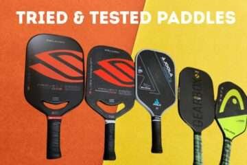 A list of pickleball paddles displayed on the surface