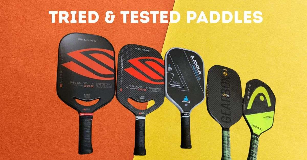 A list of pickleball paddles displayed on the surface