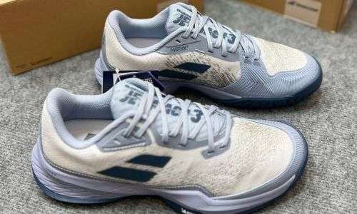 pair of Babolat Jet Mach 3 shoe displayed on surface